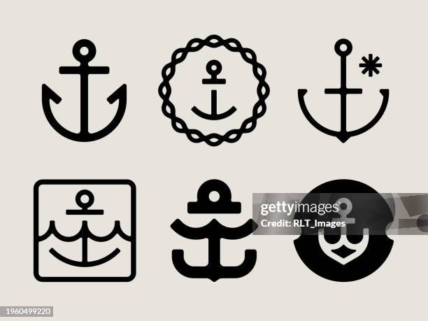 anker-ikonen aus der mitte des jahrhunderts - anker stock-grafiken, -clipart, -cartoons und -symbole