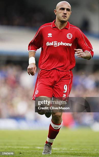Massimo Maccarone of Middlesbrough in action during the FA Barclaycard Premiership match between Birmingham City and Middlesbrough held on April 26,...
