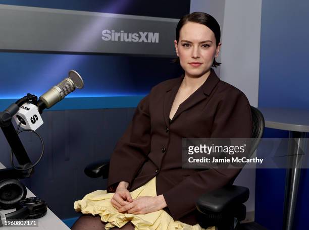 Daisy Ridley visits SiriusXM at SiriusXM Studios on January 25, 2024 in New York City.