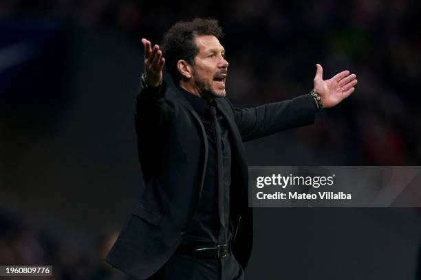 Diego Simeone, Head Coach of Atletico Madrid reacts during the Copa del Rey quarter final match between Atletico de Madrid and Sevilla FC at Civitas...
