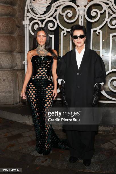 Kim Kardashian and Kris Jenner attend the Maison Margiela Haute Couture Spring/Summer 2024 show as part of Paris Fashion Week on January 25, 2024 in...