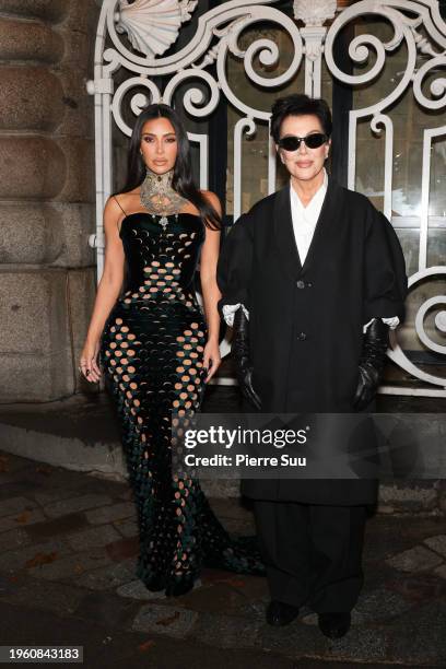 Kim Kardashian and Kris Jenner attend the Maison Margiela Haute Couture Spring/Summer 2024 show as part of Paris Fashion Week on January 25, 2024 in...