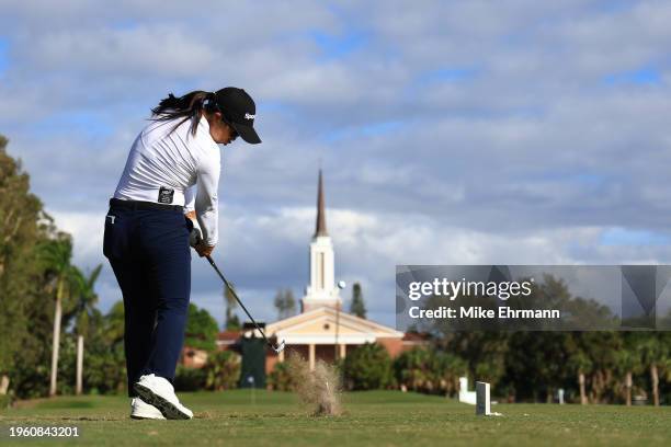 Sei Young Kim of South Korea plays her shot from the 11th tee during the first round of the LPGA Drive On Championship at Bradenton Country Club on...