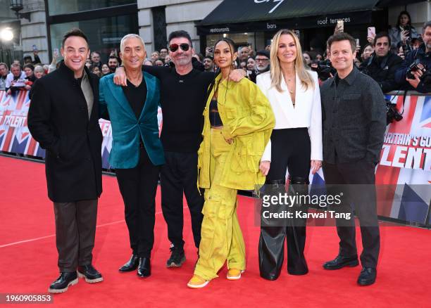 Ant McPartlin, Bruno Tonioli, Simon Cowell, Alesha Dixon, Amanda Holden and Declan Donnelly attend the Britain's Got Talent 2024 photocall on January...