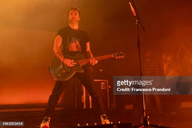 Sébastien Lefebvre of Simple Plan performs at Fabrique Club on January 25, 2024 in Milan, Italy.