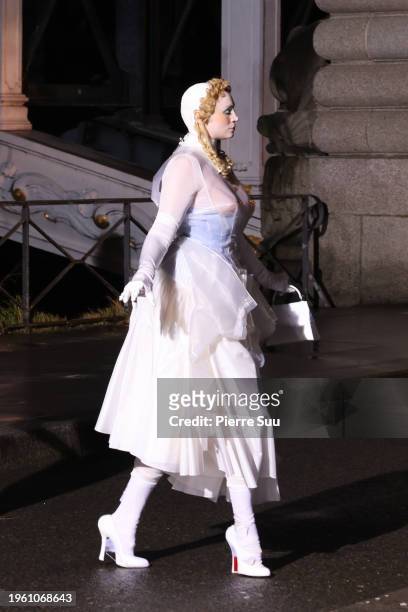 Gwendoline Christie walks the runway during the Maison Margiela Haute Couture Spring/Summer 2024 show as part of Paris Fashion Week on January 25,...