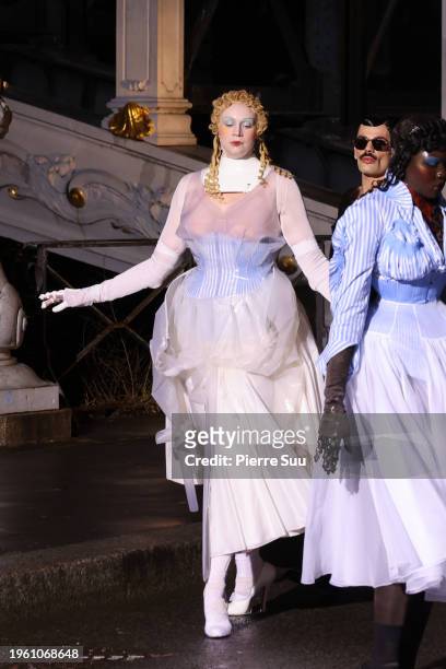 Gwendoline Christie walks the runway during the Maison Margiela Haute Couture Spring/Summer 2024 show as part of Paris Fashion Week on January 25,...
