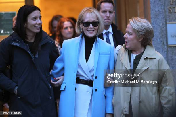 Jean Carroll leaves Manhattan Federal Court for her civil defamation trial against former U.S. President Donald Trump on January 25, 2024 in New York...