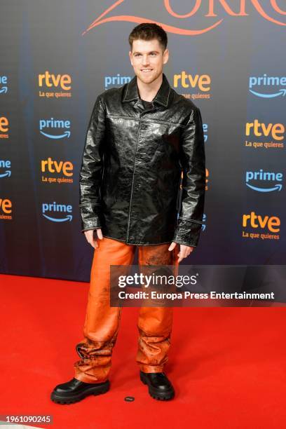 Miguel Bernardeau attends the premiere of the series he stars in, 'Zorro', which takes place at Callao Cinemas, on January 23rd in Madrid, Spain....