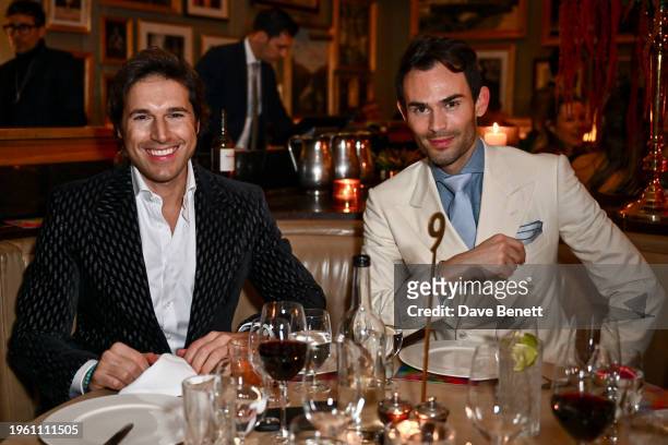 Guest and Mark-Francis Vandelli attend a special Burns Night celebration hosted by Christopher Kane at The London EDITION on January 25, 2024 in...