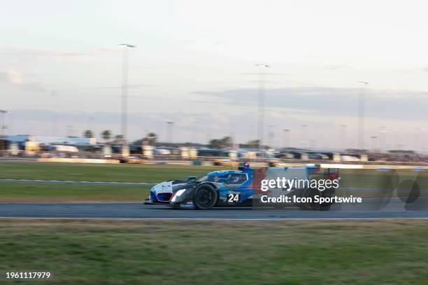 The BMW M Team RLL BMW M Hybrid V8 of Philipp Eng, Augusto Farfus, Jesse Krohn, and Dries Vanthoor during the Rolex 24 At Daytona on January 27, 2024...