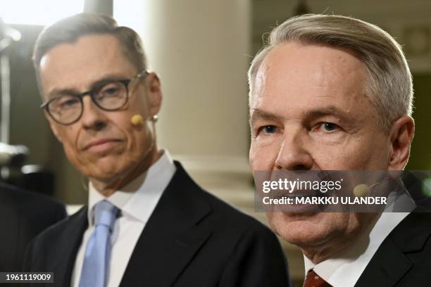 The two candidates with most preliminary votes, Finnish former foreign minister and candidate of the Green League Pekka Haavisto and Finnish former...