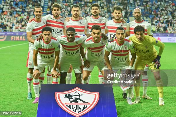 Players of Zamalek gather for a team photo prior to the Dubai Challenge Cup final between Zamalek and Al-Ahli at Al Maktoum Stadium in Dubai, United...