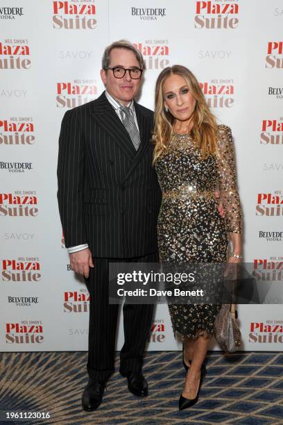 Matthew Broderick and Sarah Jessica Parker attend the gala performance after party for "Plaza Suite" at The Savoy Hotel on January 28, 2024 in...