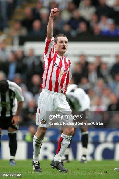 October 23: Stephen Elliott of Sunderland celebrates during the Premier League match between Newcastle United and Sunderland at St James' Park on...