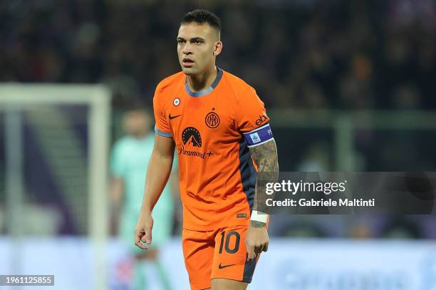 Lautaro Martinez of FC Internazionale looks on during the Serie A TIM match between ACF Fiorentina and FC Internazionale - Serie A TIM at Stadio...