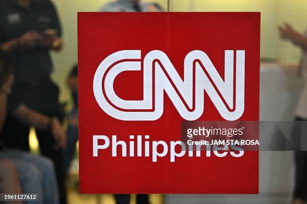 The logo of CNN Philippines is seen outside their office in Mandaluyong, Metro Manila on January 29, 2024. The CNN Philippines officially announced...