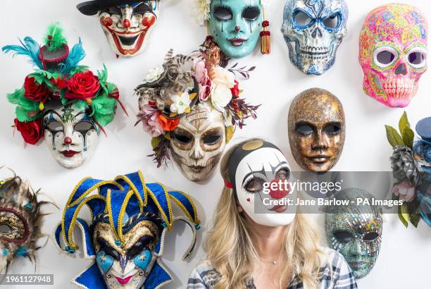 Edinburgh mask maker Lorraine Pritchard alongside some of her Venetian masks which will be worn and displayed at the Venice Carnival, which starts on...