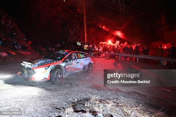 Thierry Neuville of Belgium and Martijn Wydaeghe of Belgium are competing with their Hyundai Shell Mobis WRT Hyundai i20 N Rally1 Hybrid during Day...