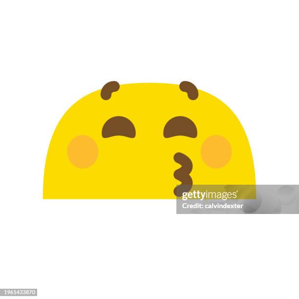 emoticon cute design - blowing a kiss stock illustrations