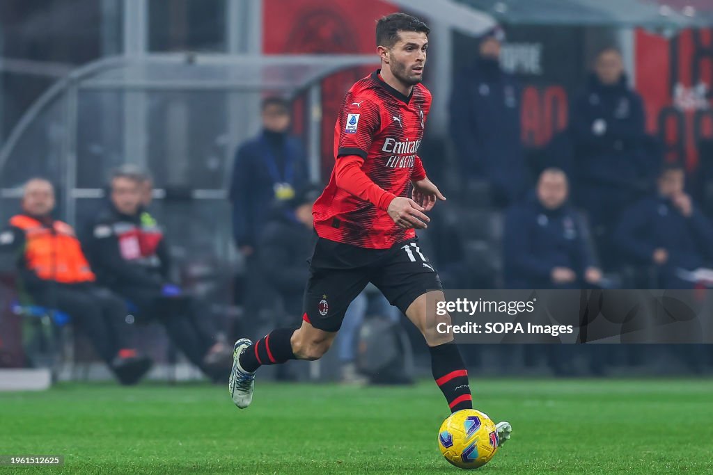 Christian Pulisic of AC Milan seen in action during the...