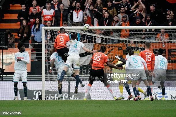 Mohamed BAMBA during the Ligue 1 Uber Eats match between Football Club de Lorient and Havre Athletic Club at Stade du Moustoir on January 28, 2024 in...