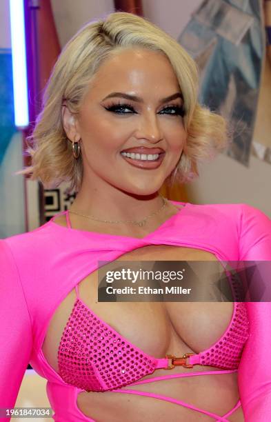 Alexis Texas poses at the Jules Jordan Video booth at the 2024 AVN Adult Entertainment Expo at Resorts World Las Vegas on January 25, 2024 in Las...