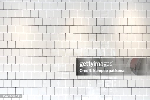 Full Frame Background Of White Tiled Mosaic Wall Full Frame Background Of White Tiled Mosaic Wall