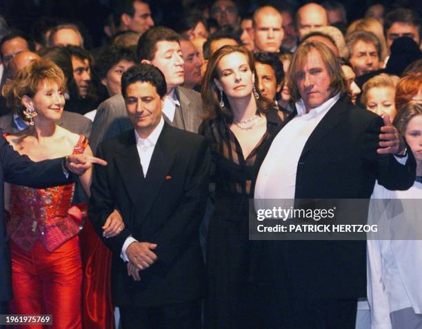 French actors Marie-Anne Chazel, Christian Clavier, Carole Bouquet and Gerard Depardieu upon arrival, 15 May for the gala screening of " Fear and...