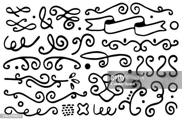 stockillustraties, clipart, cartoons en iconen met various hand drawn ornaments - versiering