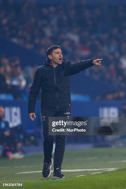 Asier Garitano head coach of CD Tenerife reacts during the LaLiga Hypermotion match between Levante UD and CD Tenerife at Estadi Ciutat de Valencia,...