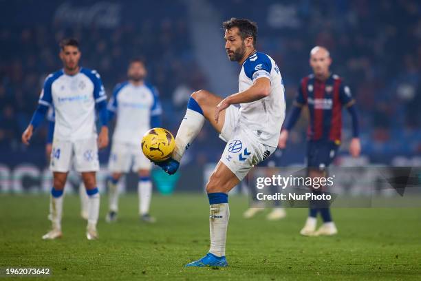 Aitor Sanz of CD Tenerife in action during the LaLiga Hypermotion match between Levante UD and CD Tenerife at Estadi Ciutat de Valencia, January 27...