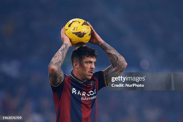 Ander Capa of Levante UD takes a throw-in during the LaLiga Hypermotion match between Levante UD and CD Tenerife at Estadi Ciutat de Valencia,...