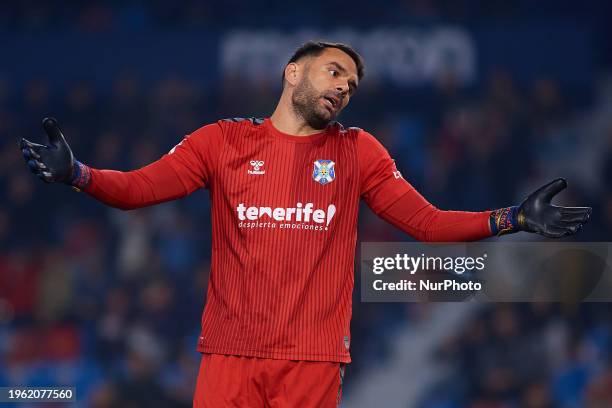 Juan Soriano of CD Tenerife reacts during the LaLiga Hypermotion match between Levante UD and CD Tenerife at Estadi Ciutat de Valencia, January 27...