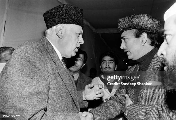 Kashmir political leaders Farooq Abdullah and Ghulam Nabi Azad n New Delhi, India, January 23, 1997.