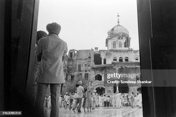 Akal Takhat, the sikh seat of temporal authority, damaged during the Indian army's Operation Blue Star in the Golden Temple Complex, Amritsar,...