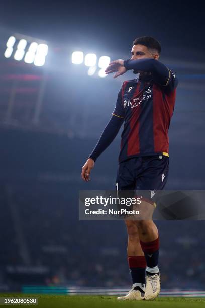 Sergio Lozano of Levante UD looks on during the LaLiga Hypermotion match between Levante UD and CD Tenerife at Estadi Ciutat de Valencia, January 27...