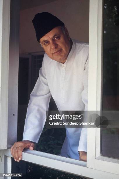 National Conference leader and Chief Minister of Jammu and Kashmir, Farooq Abdullah, at his home in New Delhi on May 05, 1995.