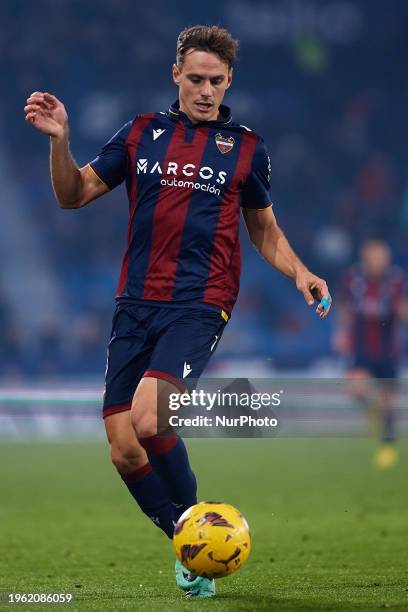 Dani Gomez of Levante UD in action during the LaLiga Hypermotion match between Levante UD and CD Tenerife at Estadi Ciutat de Valencia, January 27...