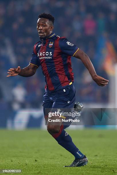 Mohamed Bouldini of Levante UD in action during the LaLiga Hypermotion match between Levante UD and CD Tenerife at Estadi Ciutat de Valencia, January...