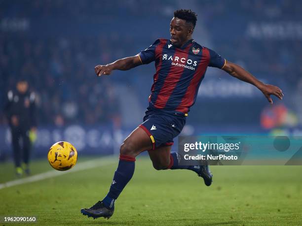 Mohamed Bouldini of Levante UD in action during the LaLiga Hypermotion match between Levante UD and CD Tenerife at Estadi Ciutat de Valencia, January...