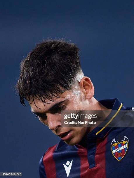 Alex Valle of Levante UD looks on during the LaLiga Hypermotion match between Levante UD and CD Tenerife at Estadi Ciutat de Valencia, January 27...