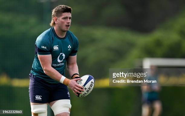 Faro , Portugal - 29 January 2024; Joe McCarthy during an Ireland Rugby squad training session at The Campus in Quinta da Lago, Portugal.
