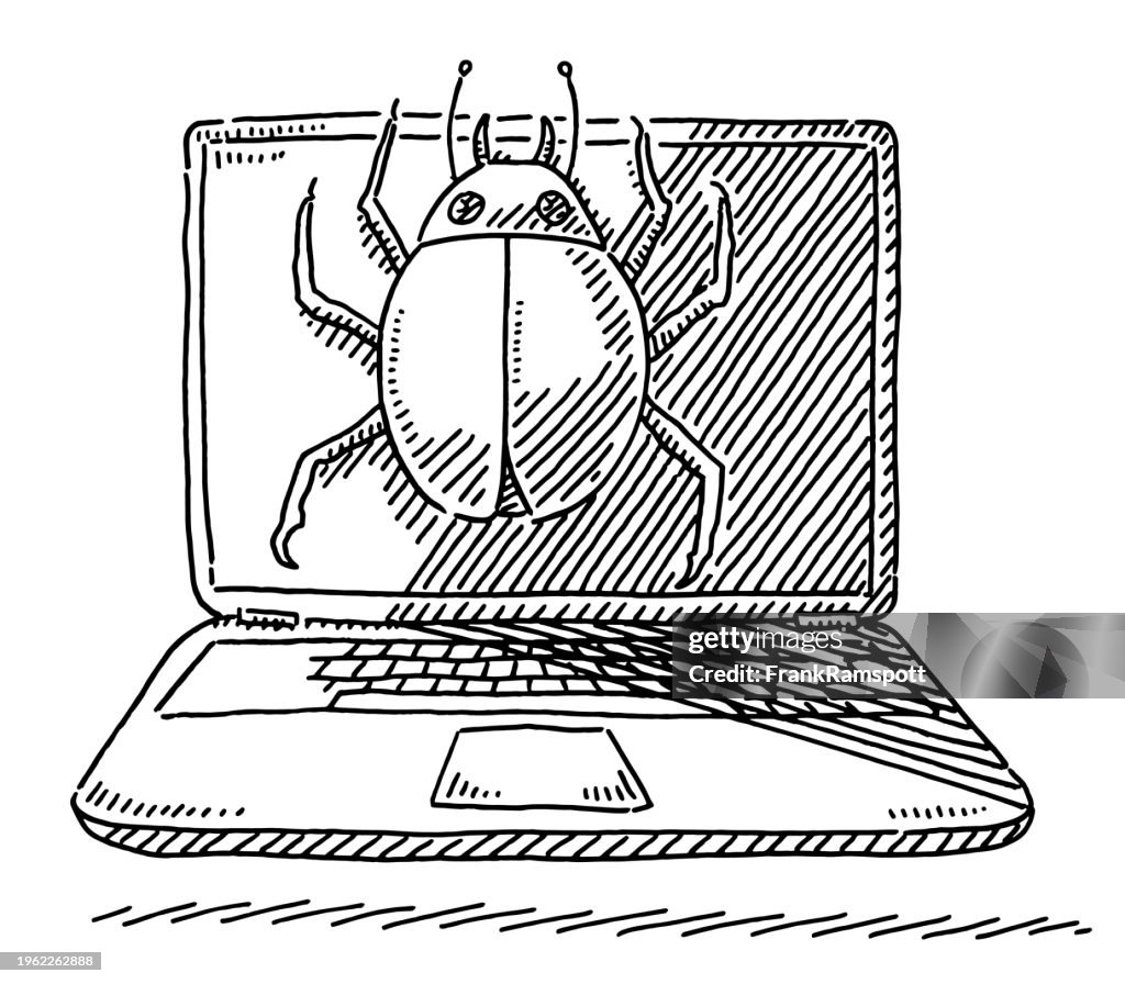Big Computer Bug On Laptop Drawing High-Res Vector Graphic - Getty Images