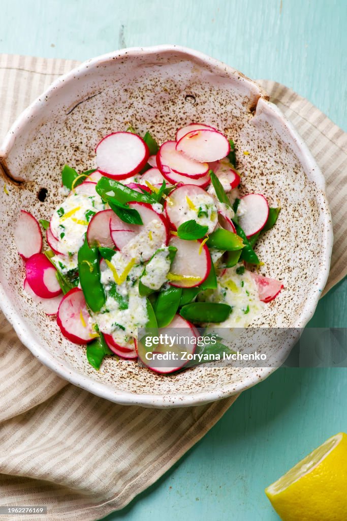 Snap pearadish salad herbed yogurt