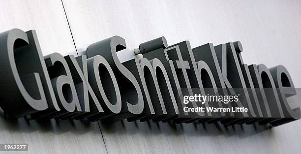 The Glaxo SmithKline logo hangs at the company's head office April 30, 2003 in London. Glaxo SmithKline, Europe's largest pharmaceutical company,...