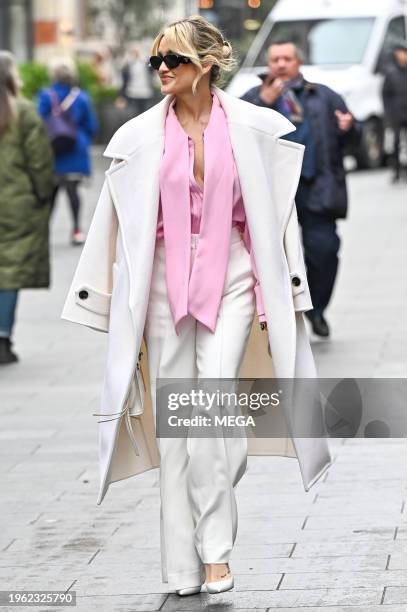 Ashley Roberts is seen leaving Global Studios on January 29, 2024 in London, United Kingdom.