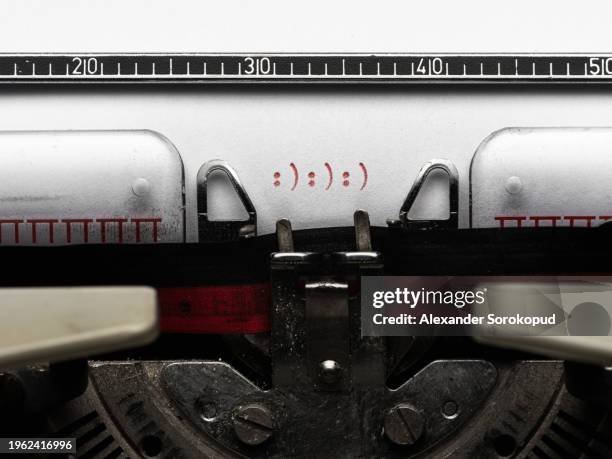 vintage typewriter prints emoticons. - typewriter isolated stock pictures, royalty-free photos & images