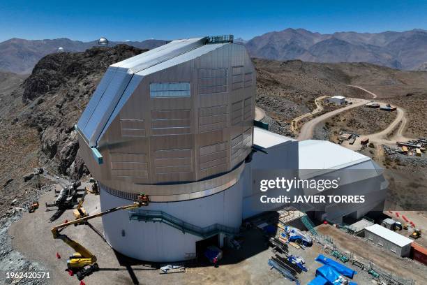 Aerial view of Vera C. Rubin Observatory located in the Pachon hill, approximately 80 km from the city of La Serena, in the Coquimbo Region, Chile,...