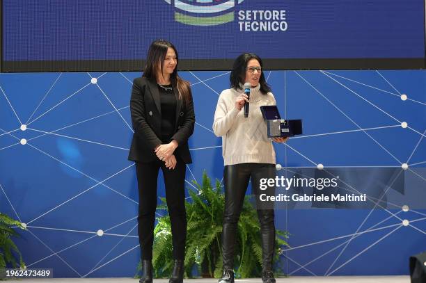 Federica Cappelletti president of Serie A Women and Manuela Tesse during the "Panchina d'Oro" award season 2022/2023 at Centro Tecnico Federale di...